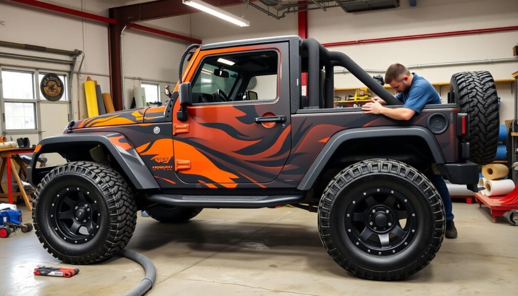 Preparing Jeep Wrangler for Vinyl Wrap