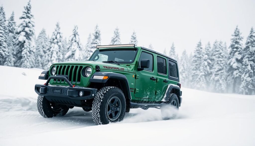 jeep wrangler in snow