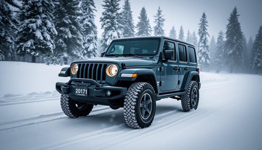 winter driving jeep wrangler