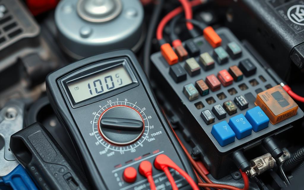 Multimeter testing starter circuit