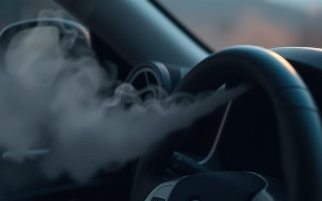 Smoke from AC vents in car